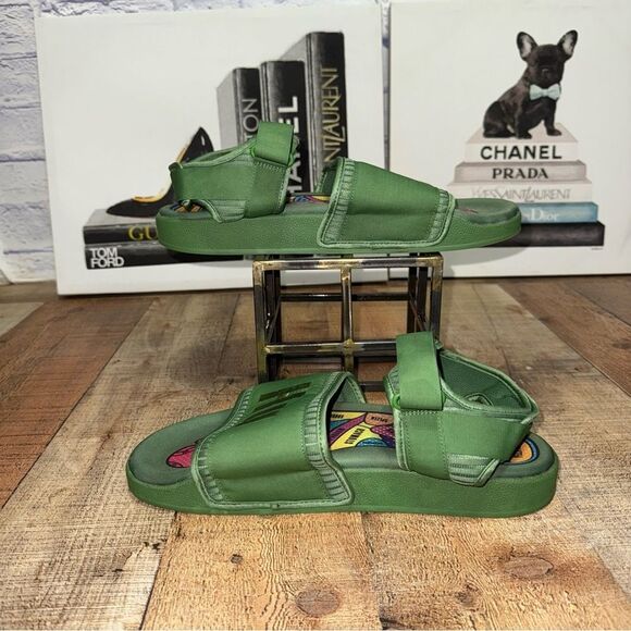 Adidas‎ x Pharrell Williams Men’s HU Adilette 2 Ankle Sandal Sz 12 Green FU7611 main image 6